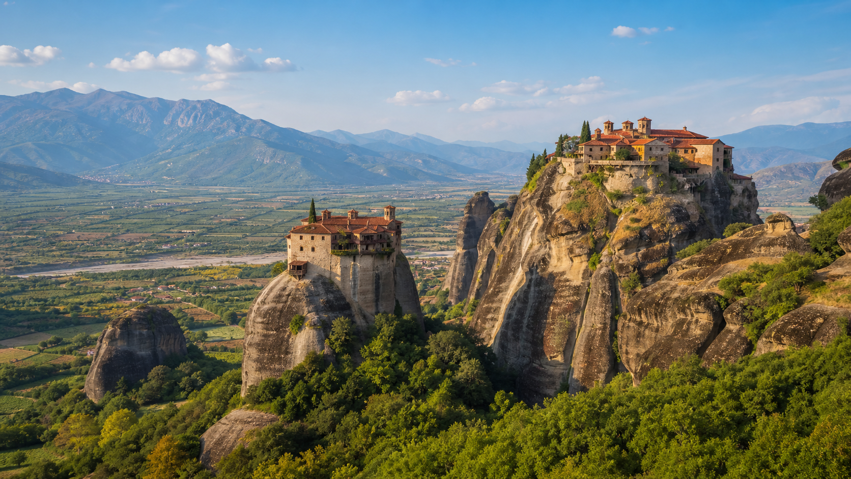 Meteora monasteries on sandstone pillars in Greece